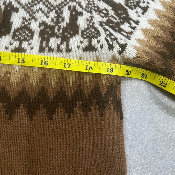 [S/M]Peru Alpaca Wool Brown Camel Patterned Sweater - Picture 2 of 5